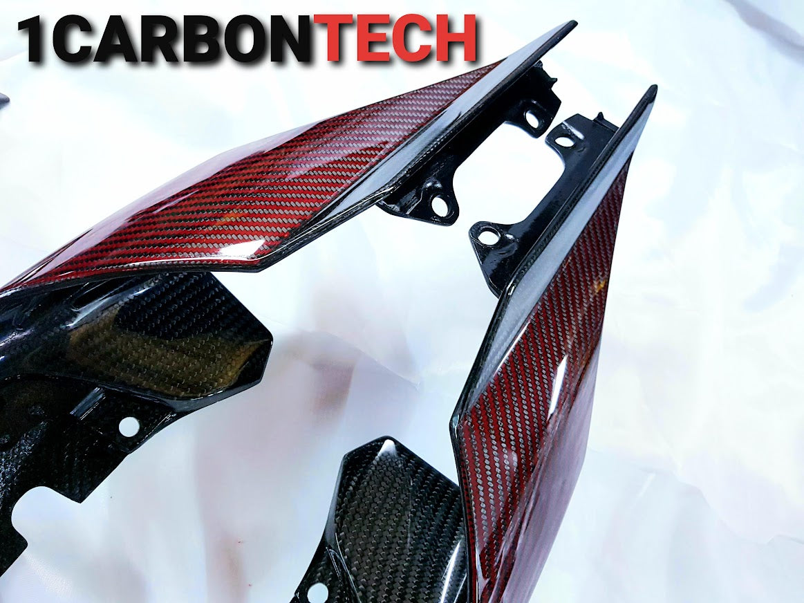 FULL CARBON FIBER AND RED HYBRID TAIL LIGHT HOUSINGS 2015-2025