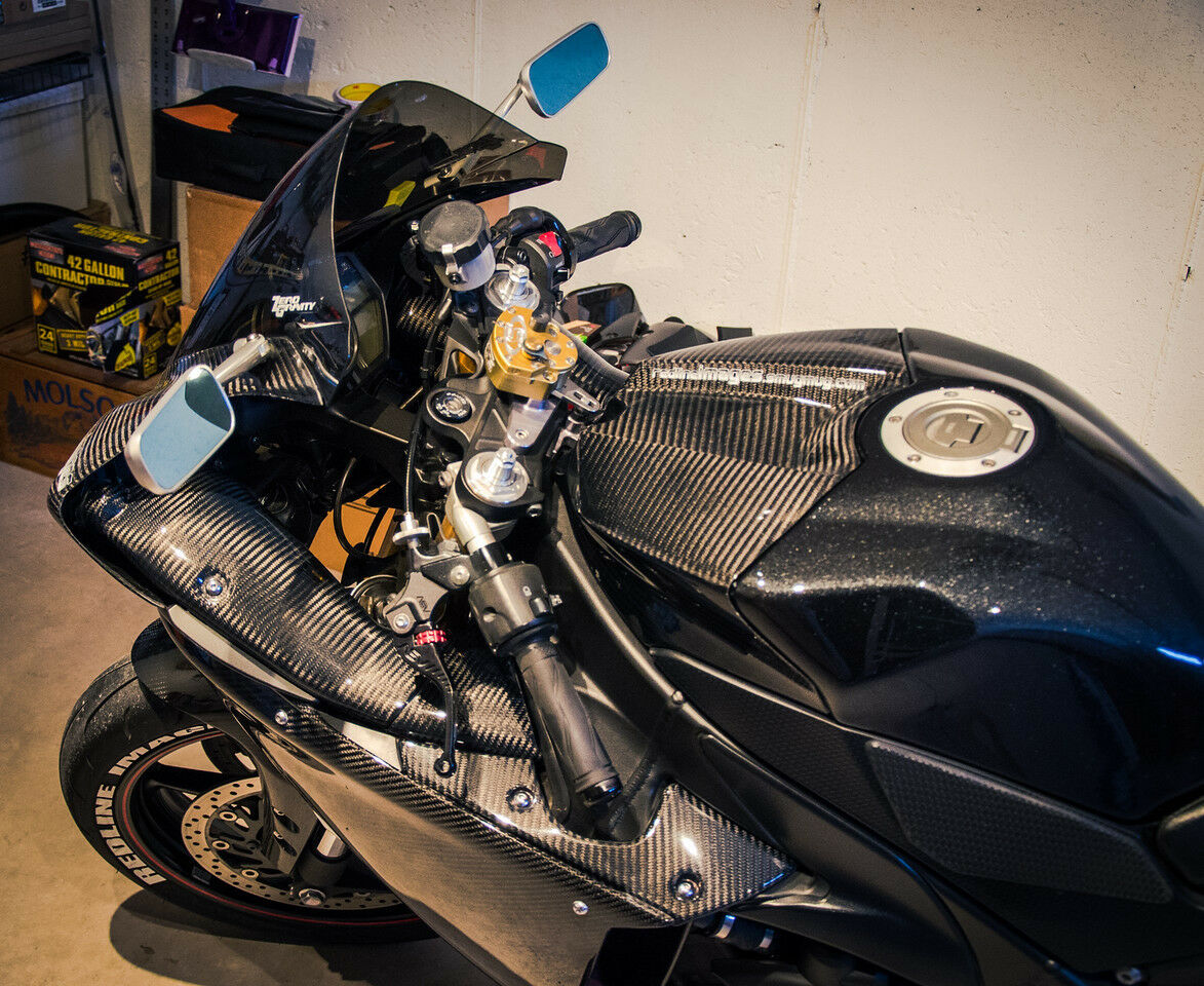 PIECE CARBON FIBER RAM AIR INTAKES COVERS TRIMS 2009-2014 YAMAHA YZF-R1