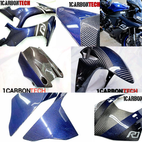 28 PIECE FULL CARBON FIBER AND BLUE HYBRID 2015-2019 YAMAHA YZF R1