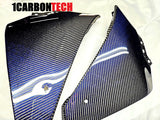 2009-2014 YAMAHA YZF-R1 CARBON FIBER LOWER BELLY PANELS TRIMS BLUE HYBRID