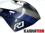 FULL CARBON FIBER AND BLUE HYBRID NOSE BODY COWL 2015-2019 YAMAHA YZF R1