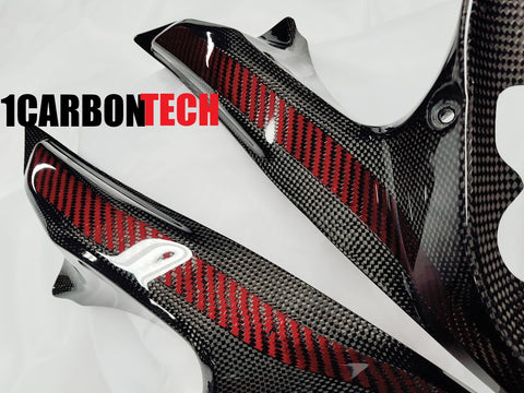 RED HYBRID CARBON FIBER RAM AIR INTAKE COVERS DUCATI 848 1098 1198