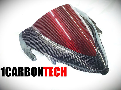 SUZUKI HAYABUSA 2022-2026 CARBON FIBER RED HYBRID BUBBLE WINDSCREEN