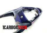 GSXR 1000 2017-2026 2 PIECE CARBON FIBER BLUE HYBRID REAR TAIL CONNECTOR AND CENTER PIECES
